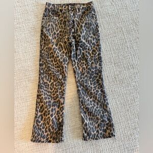 Good American Leopard Kick Flare Jeans Size 26
